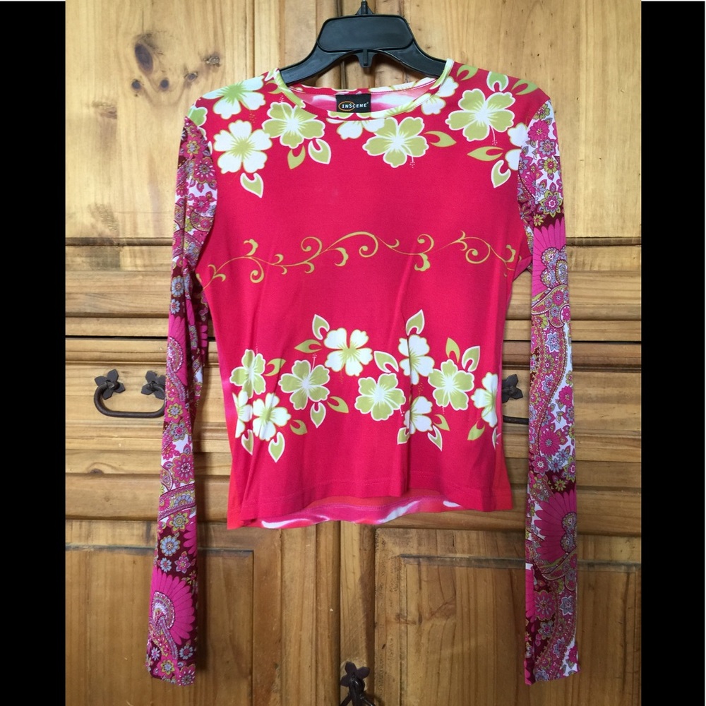 Hot pink with flowers girls top